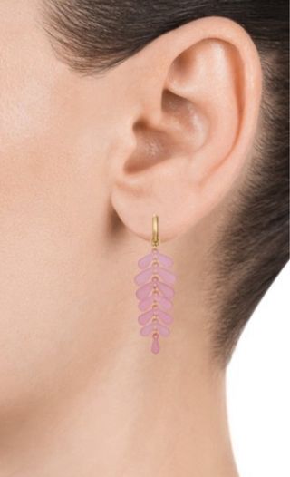 Pendientes Viceroy largos hoja rosa y oro