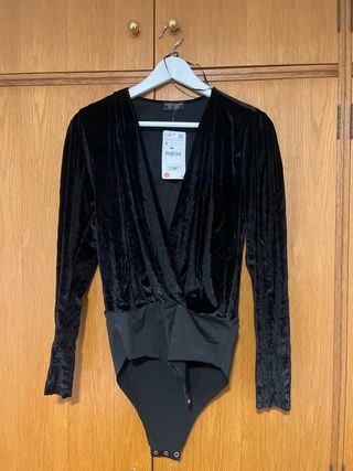 Body Terciopelo Zara Negro Talla S