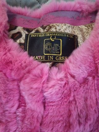 Abrigo piel conejo rosa