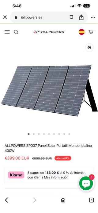 Panel Solar Portátil ALLPOWERS SP037 Monocristalin