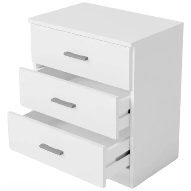 Mesita de noche 3 cajones blanca
