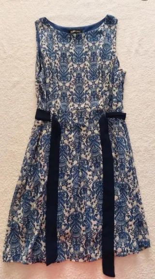 Vestido SUMA azul y blanco estampado