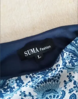 Vestido SUMA azul y blanco estampado