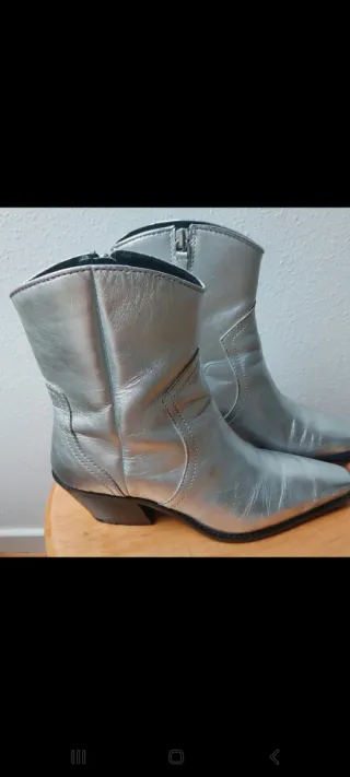 Botines Zara Plata Piel Talla 39