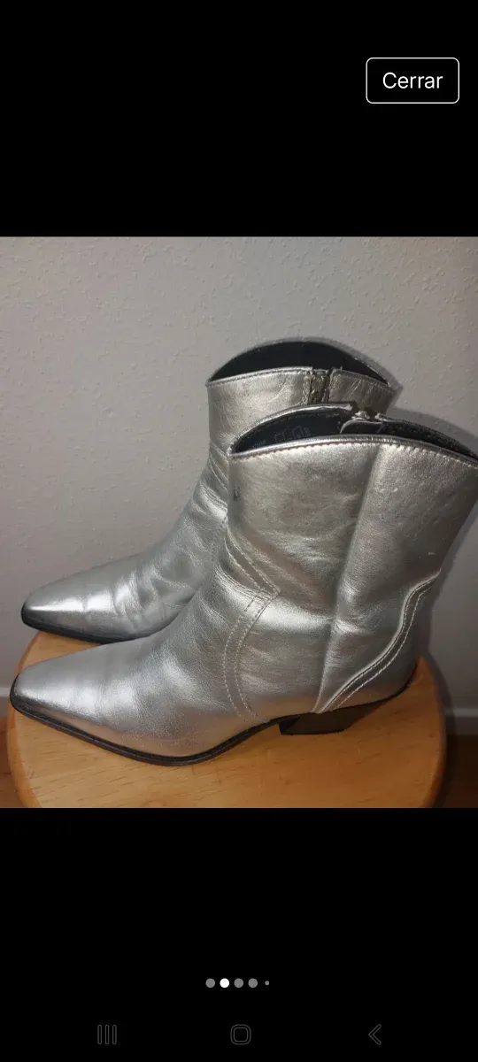 Botines Zara Plata Piel Talla 39