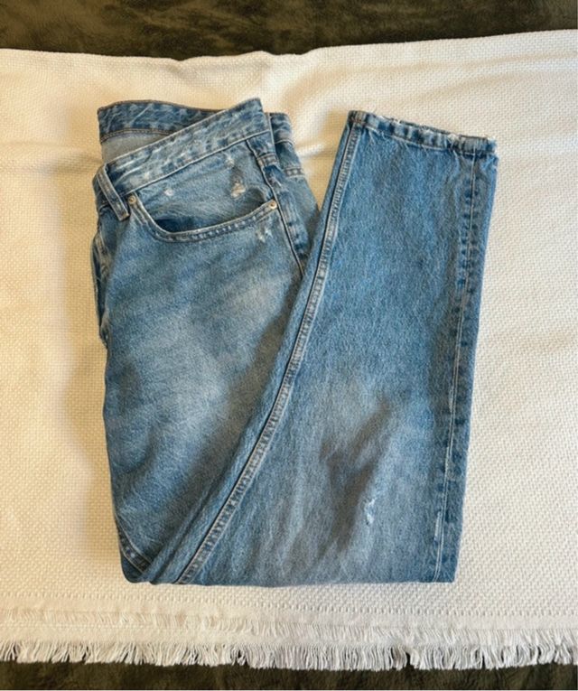 Vaqueros Zara Slim Cropped Azul Medio