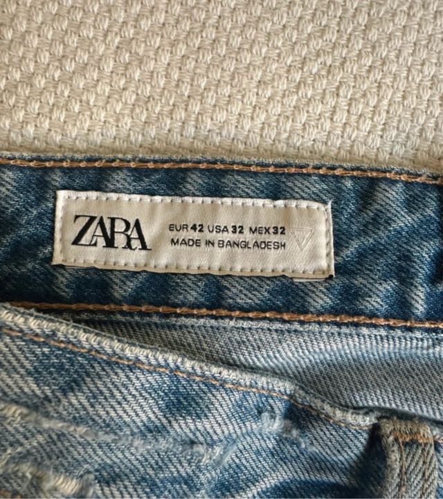 Vaqueros Zara Slim Cropped Azul Medio