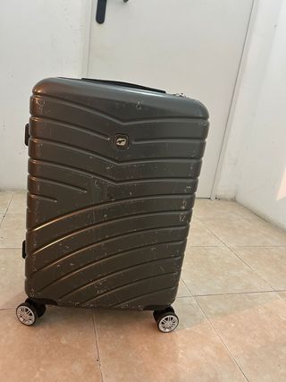 Maleta gris con ruedas