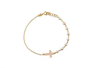 pulsera oro 18k con piedra con circonita