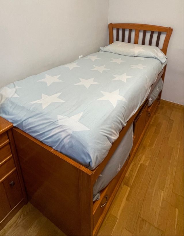Cama nido madera con cajones y colchones incluidos