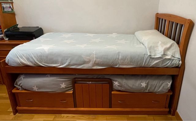 Cama nido madera con cajones y colchones incluidos