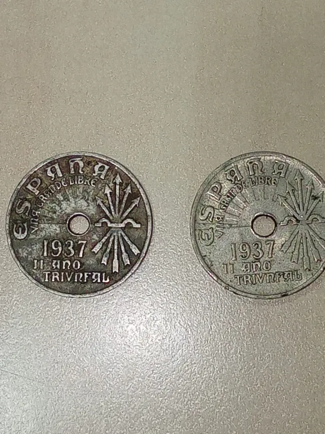 Billete 50 Pesetas 1935 + 2 Monedas 25 Cts 1937