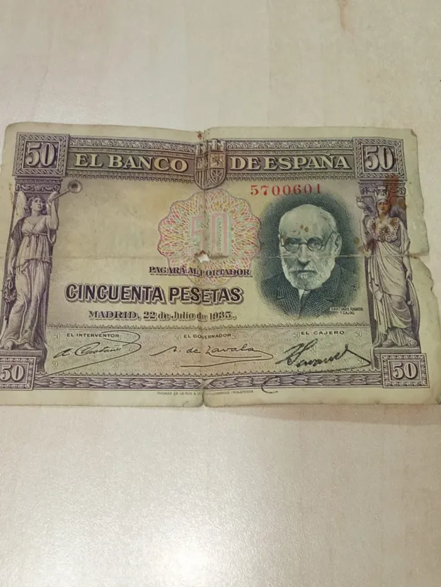 Billete 50 Pesetas 1935 + 2 Monedas 25 Cts 1937