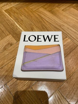 Tarjetero Loewe Puzzle Naranja y Morado