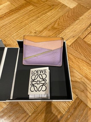 Tarjetero Loewe Puzzle Naranja y Morado
