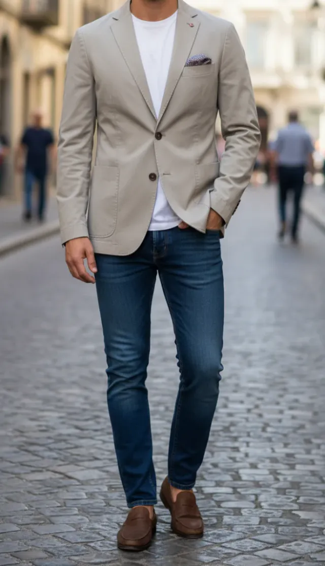 Giacca blazer Over-D cotone elastan beige taglia52