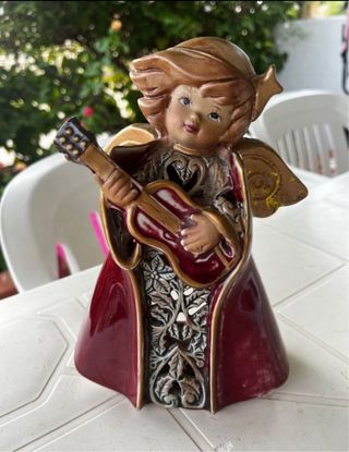 Statuetta Angelo Portacandele Ceramica