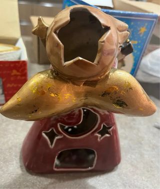 Statuetta Angelo Portacandele Ceramica