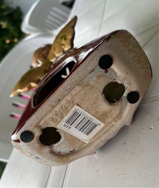 Statuetta Angelo Portacandele Ceramica