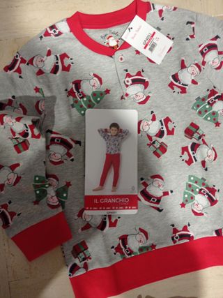 Pigiama Natale Bimbo 5/6 Anni Cotone Caldo
