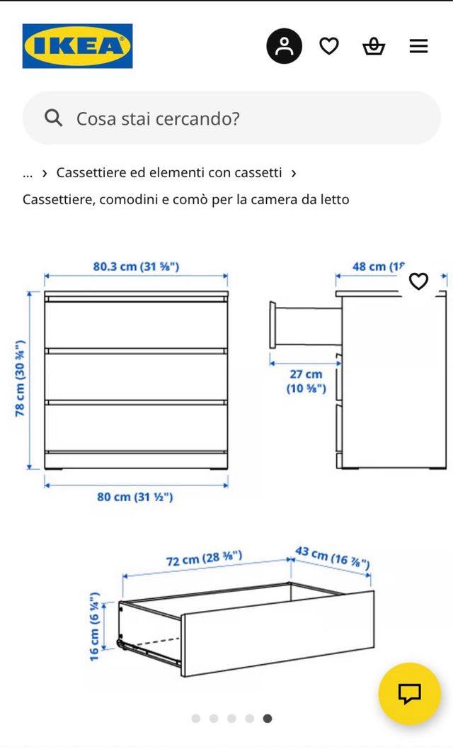 Cassettiera Ikea Malm rovere