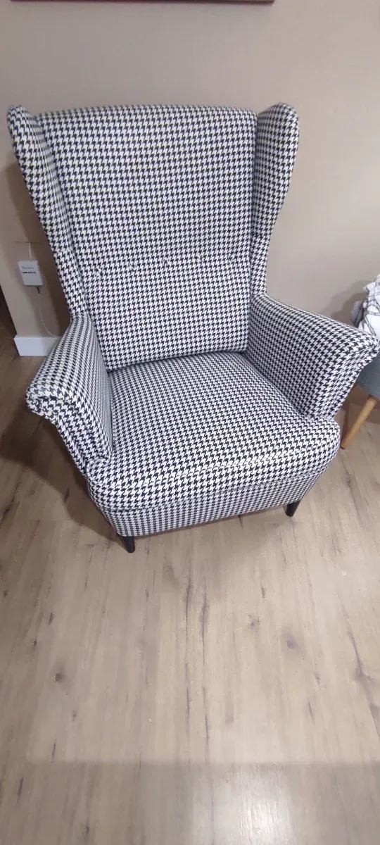 Sillón de Tela Estampado Blanco y Negro