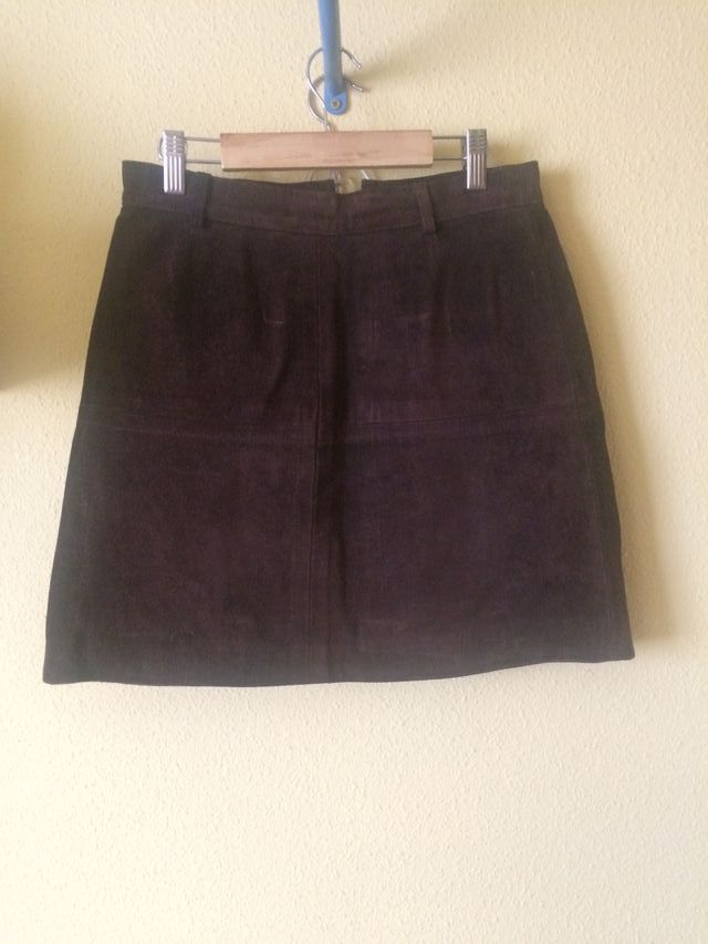 Falda mini piel marrón talla 38