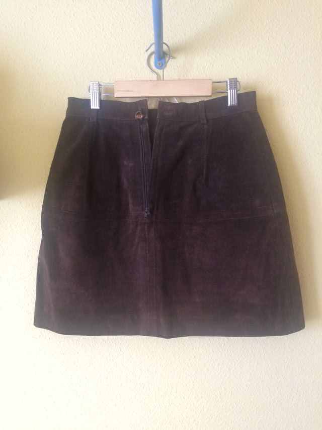 Falda mini piel marrón talla 38