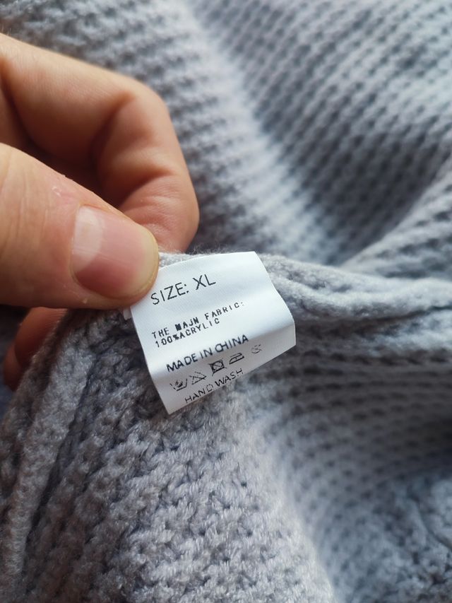 CÁRDIGAN punto grueso mujer XL – azul gris suave