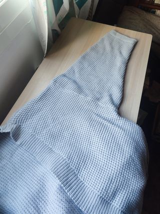 CÁRDIGAN punto grueso mujer XL – azul gris suave