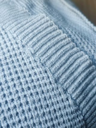 CÁRDIGAN punto grueso mujer XL – azul gris suave