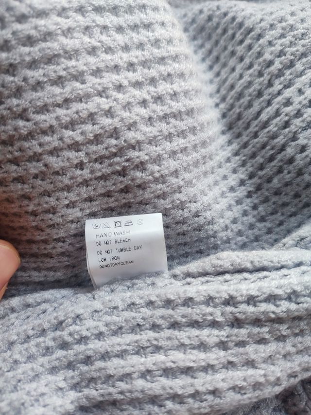 CÁRDIGAN punto grueso mujer XL – azul gris suave