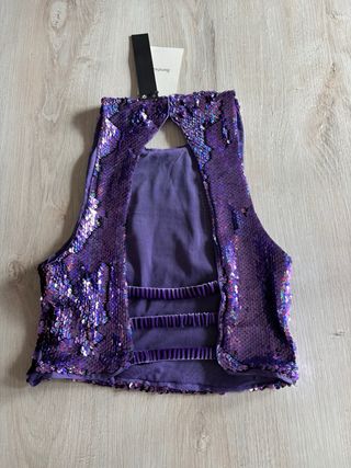 Top Bershka paillettes schiena scoperta S