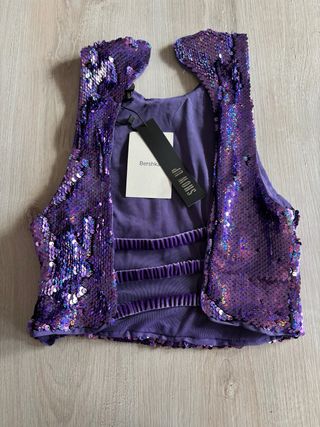Top Bershka paillettes schiena scoperta S