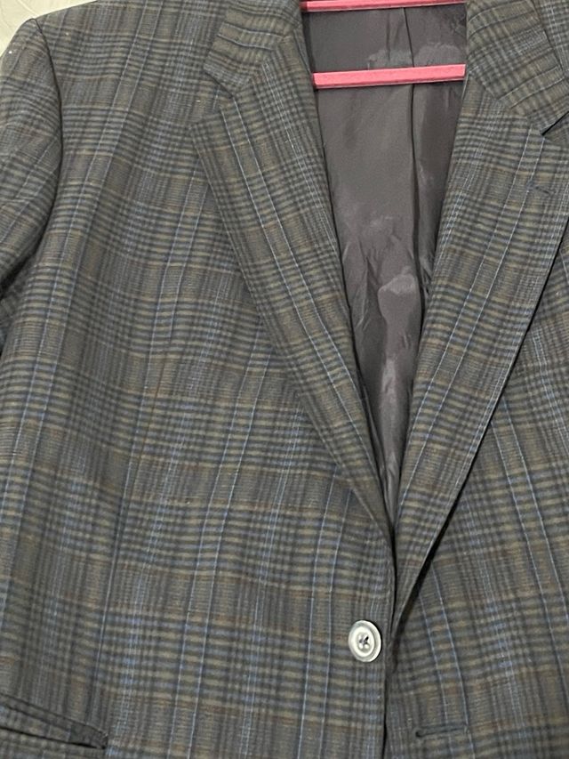 Blazer de cuadros azul y gris