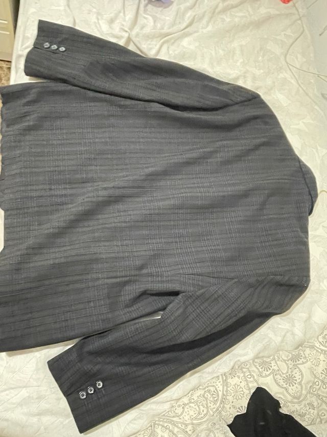 Blazer de cuadros azul y gris