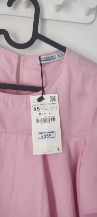 Blusa Zara volantes rosa Talla XS