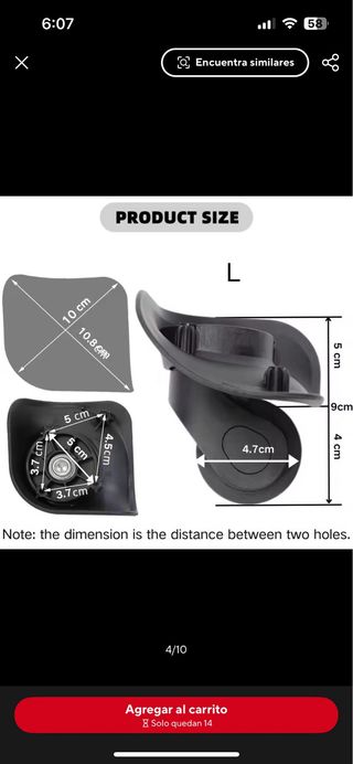 Rueda de maleta universal negra