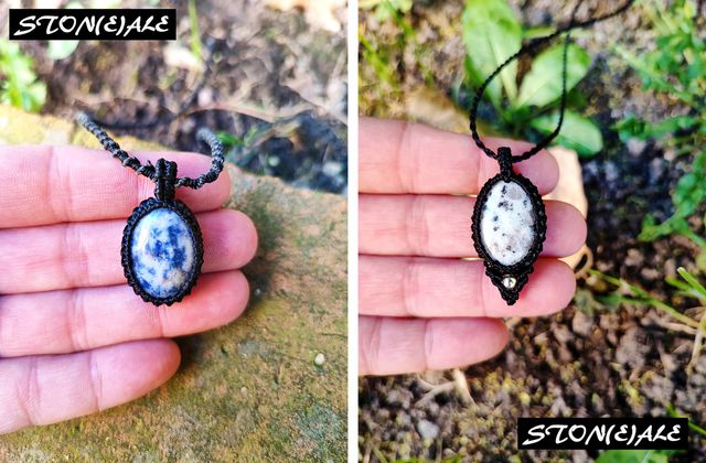 piccolo ciondolo in macramè e pietre dure