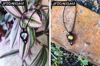 piccolo ciondolo in macramè e pietre dure