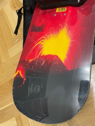 Tabla Snowboard Roja con Fijaciones y funda