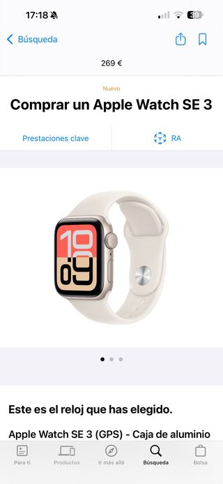 Apple Watch SE 3 Plata/Blanco
