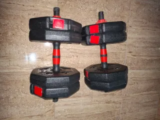 Mancuernas ajustables (Set) y barra para pecho