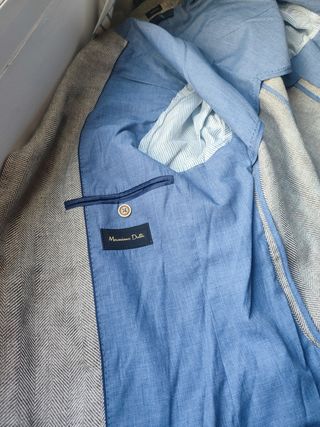 Chaqueta lino MASSIMO DUTTI T.48 – gris espigado