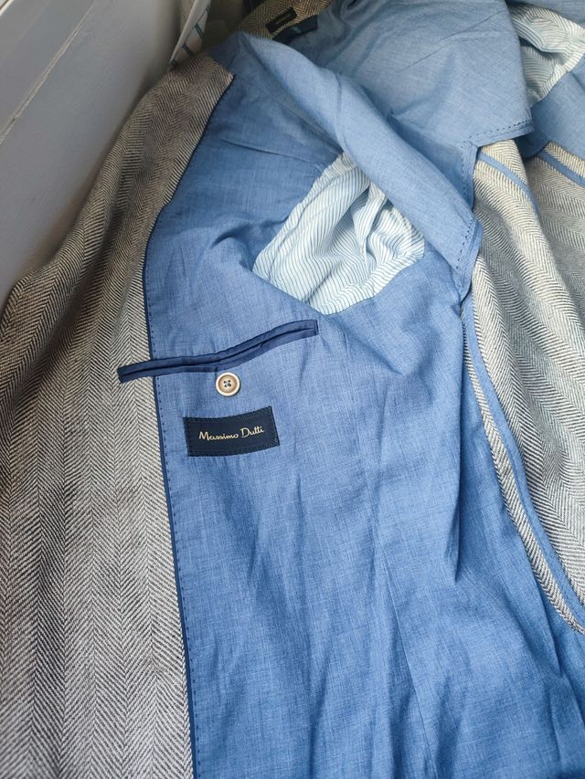 Chaqueta lino MASSIMO DUTTI T.48 – gris espigado