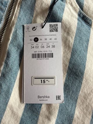 Minigonna Bershka a righe – simil jeans, taglia 34