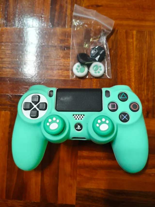 Controller PS4 Bianco Originale Nuovo + Custodia Verde