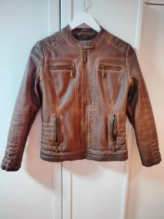 Cazadora cuero marrón Korosi