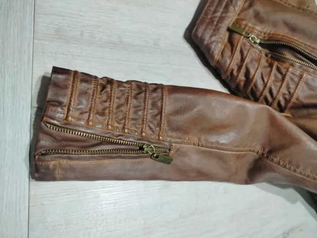 Cazadora cuero marrón Korosi