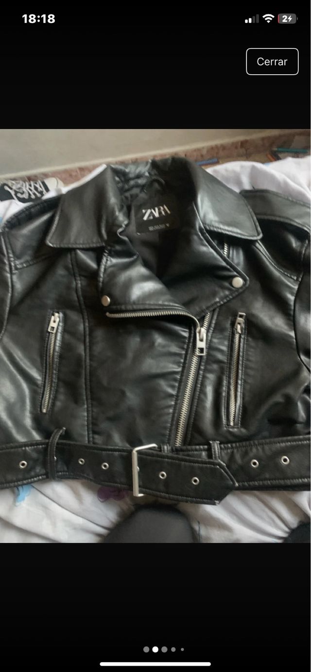 Chaqueta de cuero Zara Talla S
